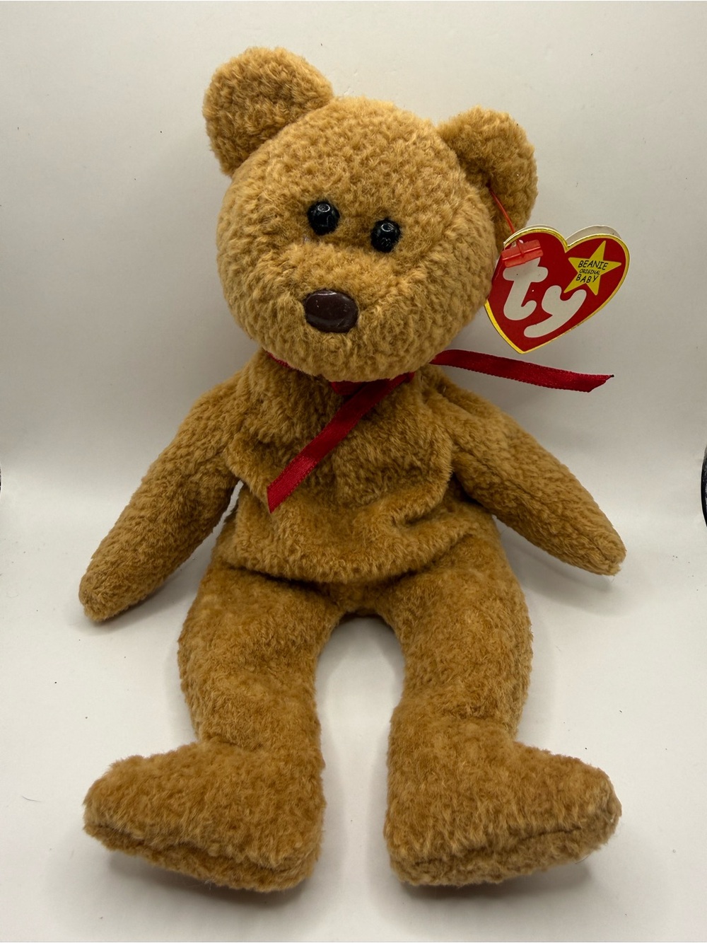 TY Beanie Baby Curly the Brown Nappy  Bear  1993 Plush Toy Stuffed Animal NWT